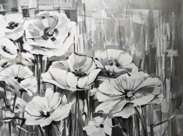 Peinture intitulée "Fleurs blanches" par Anastasiia Schull, Œuvre d'art originale, Acrylique