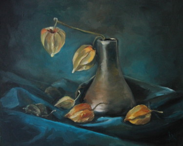 Painting titled "Physalis" by Anastasia Kolesnikova, Original Artwork, Oil