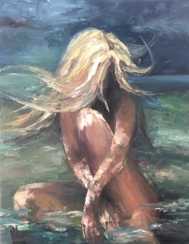 Ζωγραφική με τίτλο "Mermaid" από Anastasia Kolesnikova, Αυθεντικά έργα τέχνης, Λάδι