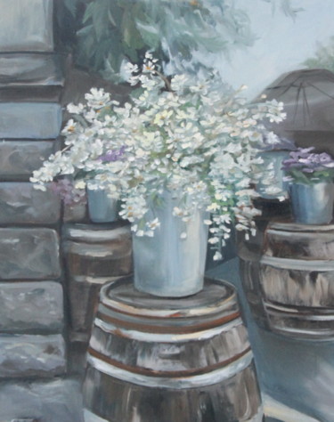 Pintura titulada "flower shop" por Anastasia Kolesnikova, Obra de arte original, Oleo