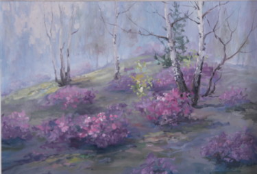 Painting titled "spring in the forest" by Anastasia Kolesnikova, Original Artwork, Oil