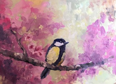 Painting titled "bird" by Anastasia Kolesnikova, Original Artwork, Oil