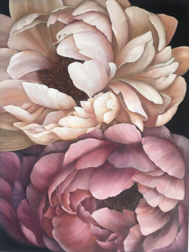 Peonies Painting titled "Peonies" by Nastassia Shalima, Original Art, Oil