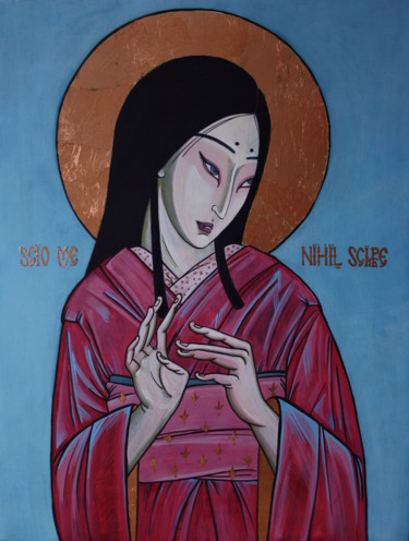 Painting titled "Scio Me Nihil Scire" by Anastasia Sosnovskaya, Original Artwork, Tempera