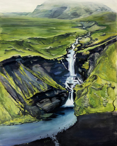 Pintura intitulada "waterfall 2017" por Nastya Limonova, Obras de arte originais, Acrílico