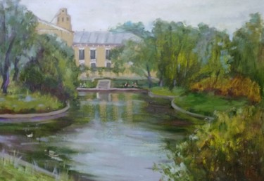 Painting titled "View of the lake, Y…" by Anastasiia Maslennikova, Original Artwork, Oil