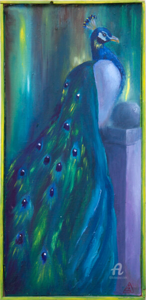 Malerei mit dem Titel "Peacock 2015" von Nastya Prairie, Original-Kunstwerk, Öl