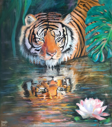 Malerei mit dem Titel "Tiger Vasil 2021" von Nastya Prairie, Original-Kunstwerk, Öl