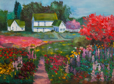 Картина под названием "May Garden 2021" - Nastya Prairie, Подлинное произведение искусства, Масло