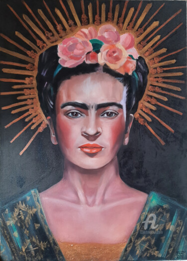 Pintura intitulada "Frida 2021" por Nastya Prairie, Obras de arte originais, Óleo