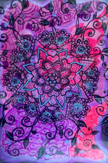 Painting titled "Sahasrara chakra" by Anastasiia Vodiasova, Original Artwork, Acrylic