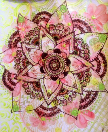 Картина под названием "Spring mandala" - Анастасия Водясова, Подлинное произведение искусства, Акрил