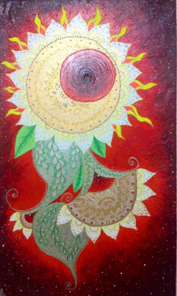 Painting titled "Chandra" by Anastasiia Vodiasova, Original Artwork, Acrylic