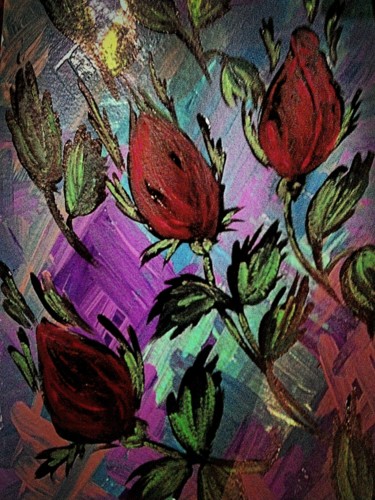 Painting titled "Rose flower" by N Lill, Original Artwork, Acrylic
