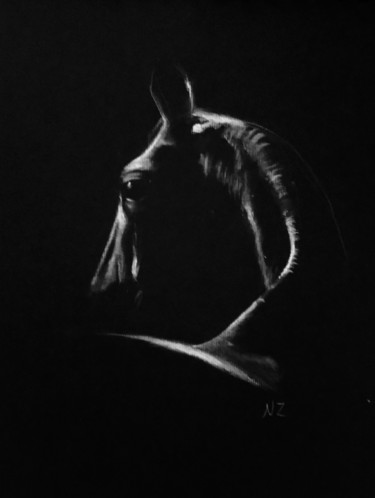 Ζωγραφική με τίτλο "Horse w" από Nasy Zachou, Αυθεντικά έργα τέχνης, Παστέλ