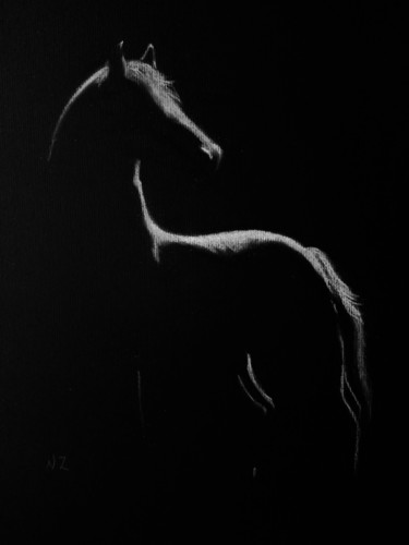 Ζωγραφική με τίτλο "horse b" από Nasy Zachou, Αυθεντικά έργα τέχνης, Παστέλ