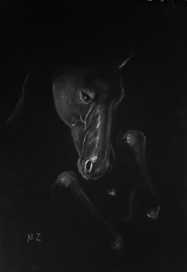 Ζωγραφική με τίτλο "Horse h" από Nasy Zachou, Αυθεντικά έργα τέχνης, Παστέλ