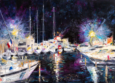 Peinture intitulée "Harbor Lights of Em…" par Natalia Shchipakina, Œuvre d'art originale, Huile
