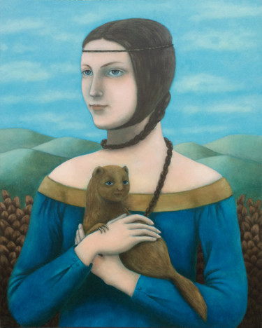 Pintura intitulada "L'Hermine" por Nathalie Tousnakhoff, Obras de arte originais, Óleo