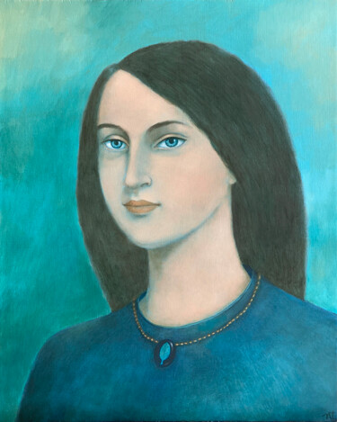 Pintura titulada "Portrait bleu" por Nathalie Tousnakhoff, Obra de arte original, Oleo
