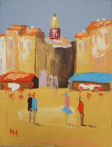 Peinture intitulée "Port de Saint trope…" par Nat, Œuvre d'art originale, Huile