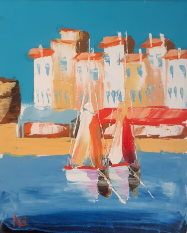 Peinture intitulée "Vieux port de Saint…" par Nat, Œuvre d'art originale, Huile