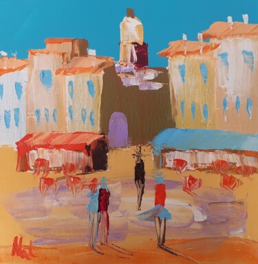 Schilderij getiteld "Saint Tropez 1" door Nat, Origineel Kunstwerk, Olie