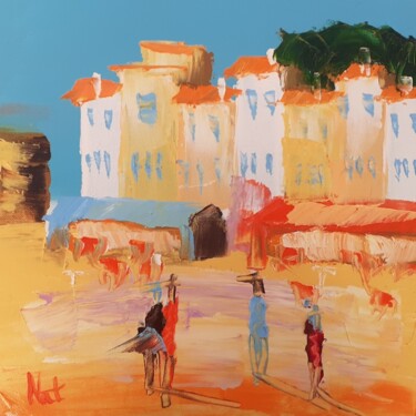 Peinture intitulée "Port de Saint Trope…" par Nat, Œuvre d'art originale, Huile