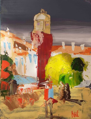 Peinture intitulée "Place de l'Ormeau h…" par Nat, Œuvre d'art originale, Huile