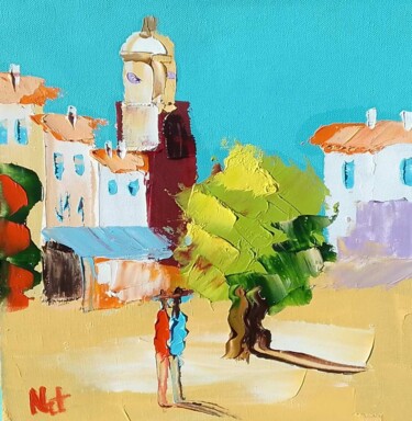 Painting titled "Place de l'Ormeau 1" by Nat, Original Artwork, Oil