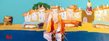 Painting titled "Port Saint Tropez 6" by Nat, Original Artwork, Oil