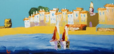 Pintura intitulada "Port de Saint Trope…" por Nat, Obras de arte originais, Óleo