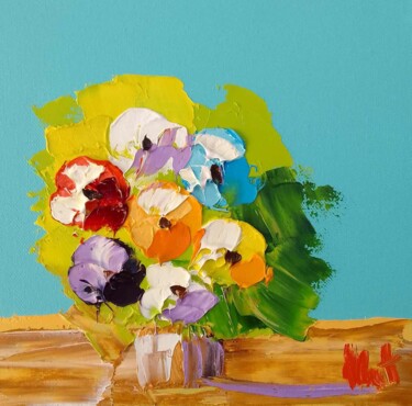 Painting titled "Bouquet 2" by Nat, Original Artwork, Oil