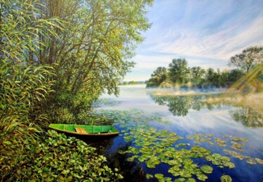 Картина под названием "Летний пейзаж 2" - Nata Go, Подлинное произведение искусства, Масло Установлен на Деревянная рама для…