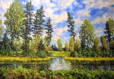 Картина под названием "Летний пейзаж15" - Nata Go, Подлинное произведение искусства, Масло Установлен на Деревянная рама для…