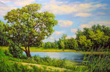 Картина под названием "Летний пейзаж20" - Nata Go, Подлинное произведение искусства, Масло Установлен на Деревянная рама для…
