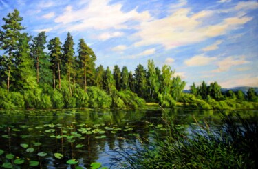 Malerei mit dem Titel "Летний пейзаж21" von Nata Go, Original-Kunstwerk, Öl