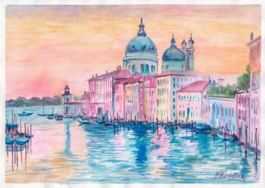 Peinture intitulée "Венеция. Большой ка…" par Natalia Kavolina, Œuvre d'art originale, Aquarelle