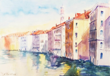 Painting titled "Venice. Houses and…" by Natalia Kavolina, Original Artwork, Watercolor