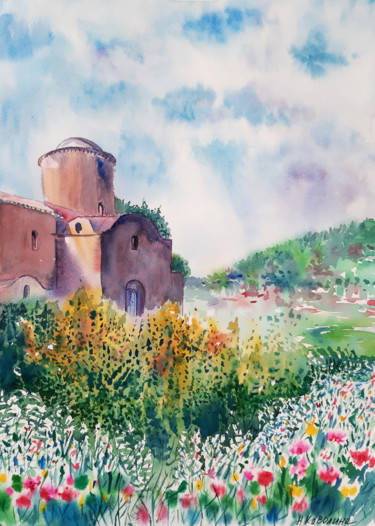 Peinture intitulée "South Italy. Flower…" par Natalia Kavolina, Œuvre d'art originale, Aquarelle