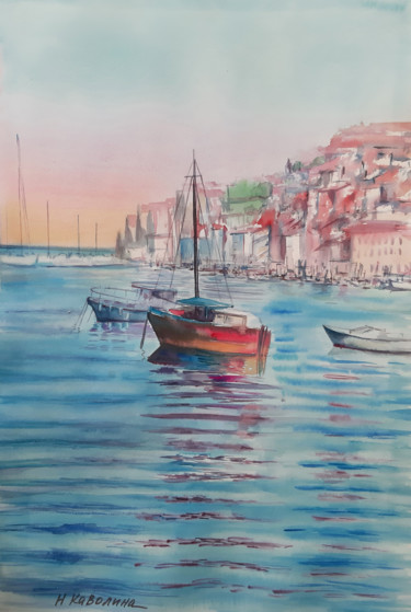 Peinture intitulée "A148. Croatia. Sea,…" par Natalia Kavolina, Œuvre d'art originale, Aquarelle