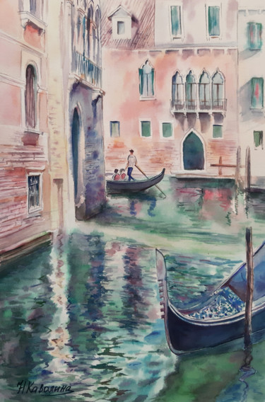 Painting titled "A190. Venice. Canal…" by Natalia Kavolina, Original Artwork, Watercolor