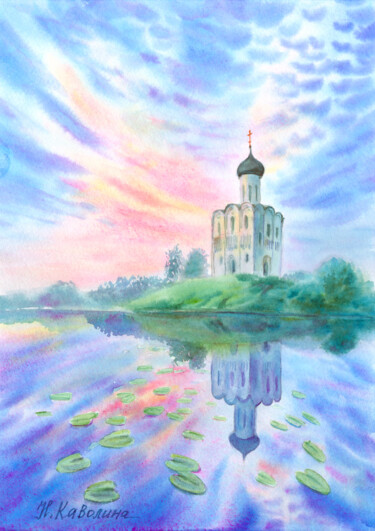 Malerei mit dem Titel "A207. Church of the…" von Natalia Kavolina, Original-Kunstwerk, Aquarell