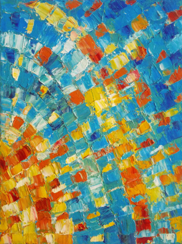 Malerei mit dem Titel "Sun Rays and Sea. A…" von Nata Korpusova, Original-Kunstwerk, Öl