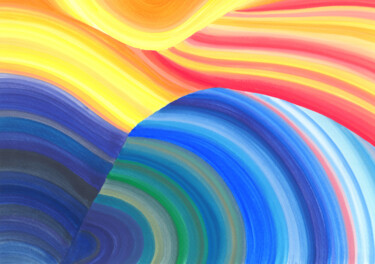 Картина под названием "Sun and Sea Wave. A…" - Nata Korpusova, Подлинное произведение искусства, Акварель