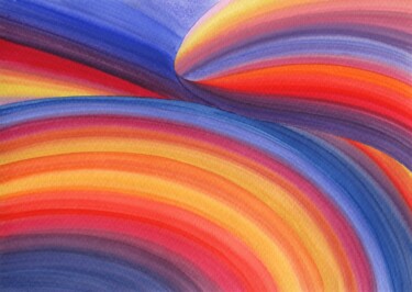 Картина под названием "Sea wave. Sunset. A…" - Nata Korpusova, Подлинное произведение искусства, Акварель
