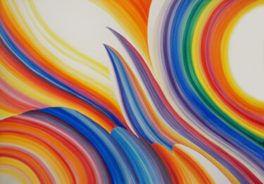 Peinture intitulée "Sun Rainbow. Abstra…" par Nata Korpusova, Œuvre d'art originale, Aquarelle