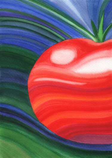 绘画 标题为“Tomato Abstract Wat…” 由Nata Korpusova, 原创艺术品, 水彩