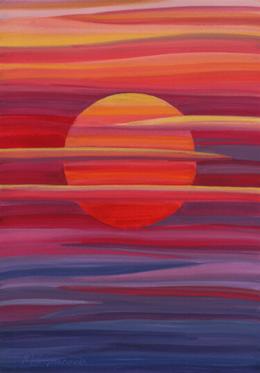 Peinture intitulée "Sunset. Space. Abst…" par Nata Korpusova, Œuvre d'art originale, Aquarelle