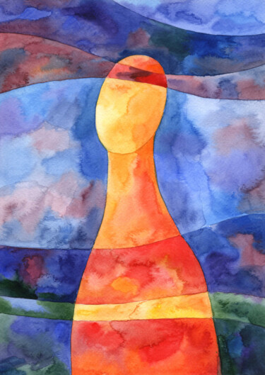 Painting titled "The Female Image in…" by Nata Korpusova, Original Artwork, Watercolor